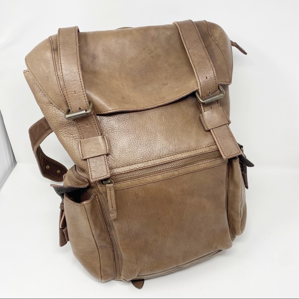 Timberland Brown Leather Buckle Backapack